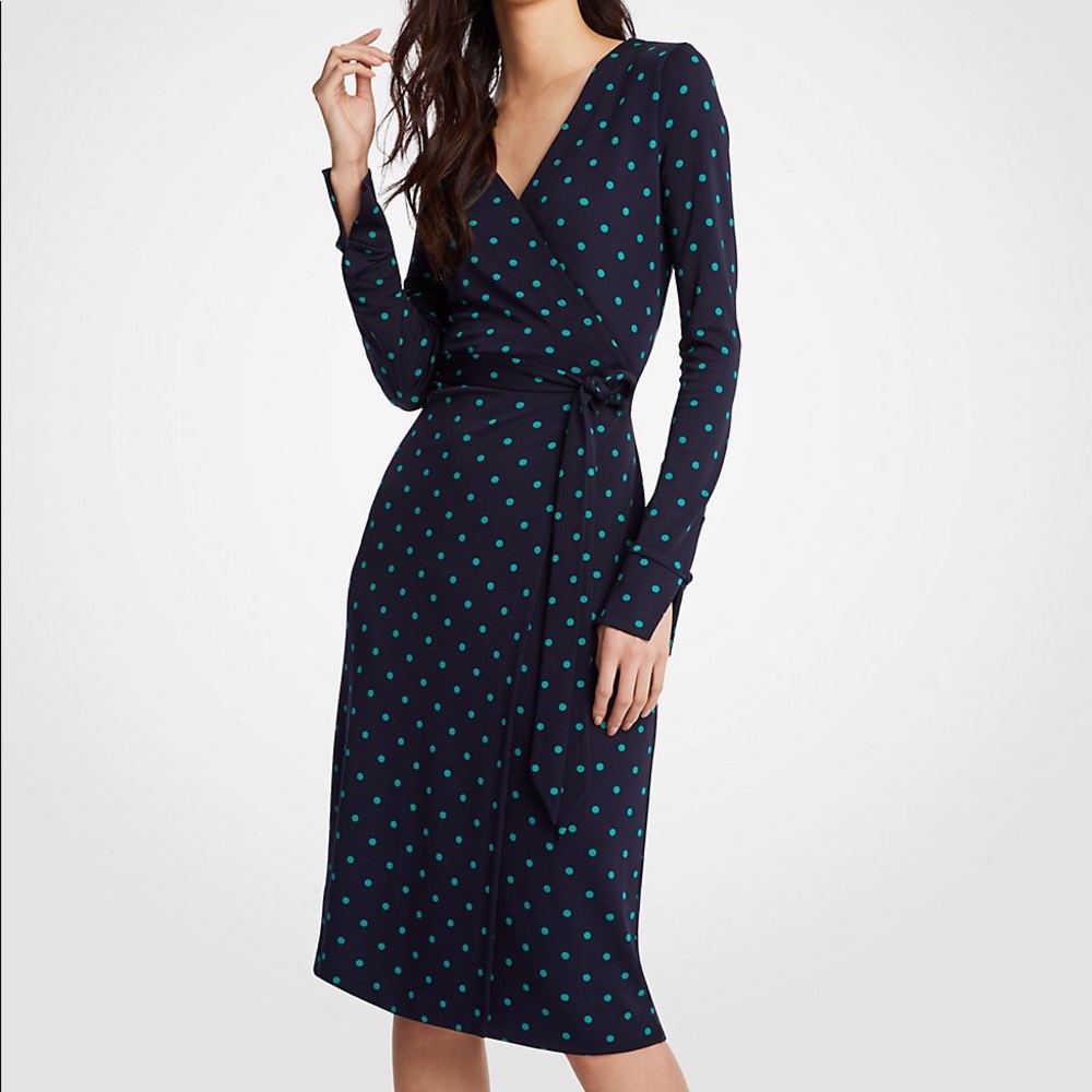 Ann Taylor Dot Button Cuff Wrap DRess